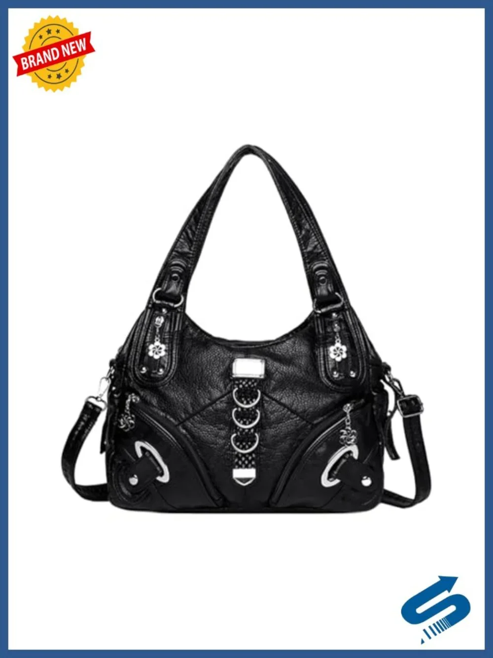 Spacious Crossbody Bag with Multi Pockets PU Leather Tote Hobo Purse Versatile